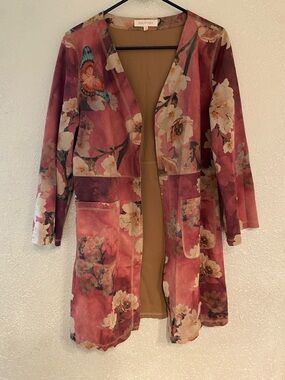 Solitaire Cardigan with Pink Rose Trim
